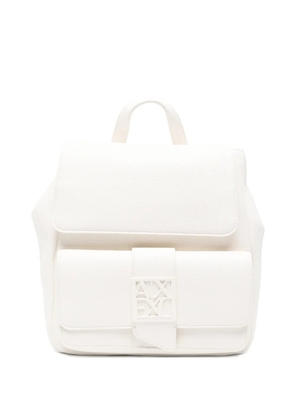 Armani Exchange Susy logo-plaque pebbled leather backpack - White