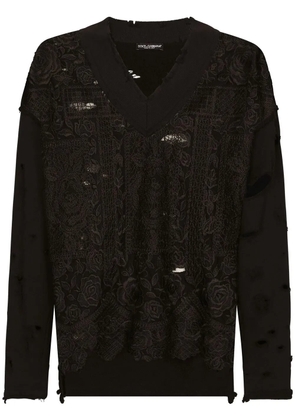 Dolce & Gabbana embroidered tulle sweatshirt - Black