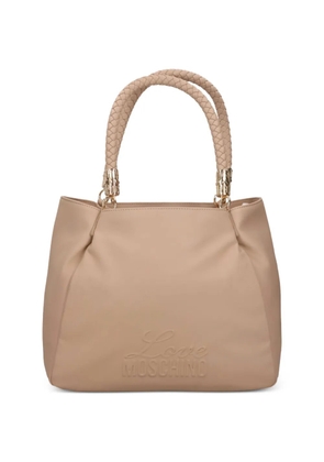 Love Moschino logo-detail braided-handles handbag - Neutrals