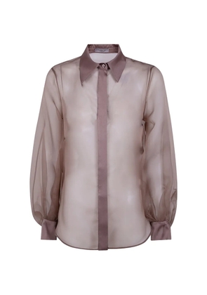 D.Exterior puff-sleeves shirt - Brown