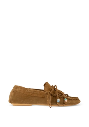 anniel fringed suede loafers - Brown