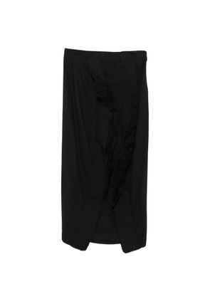 Rundholz lace-trim raw-edge midi skirt - Black