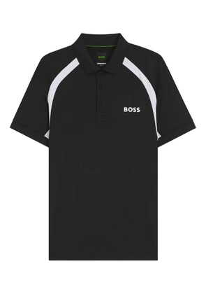 BOSS logo-detail panelled polo shirt - Black
