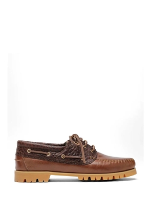 VINNY'S Aztec grained-leather boat shoes - Brown