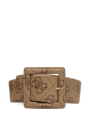 GUESS USA monogram-pattern square-buckle belt - Neutrals