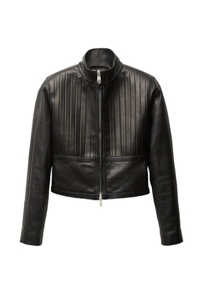 Versace ribbed leather jacket - Black