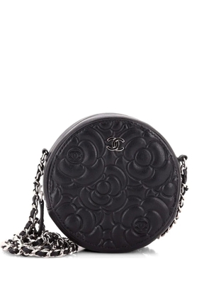 CHANEL Pre-Owned Round Clutch with Chain Camellia Goatskin Mini crossbody bag - Black