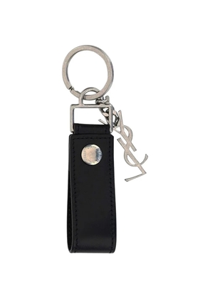 Saint Laurent Cassandre leather keychain - Black