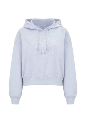 GUESS USA logo-embroidered cropped hoodie - Blue
