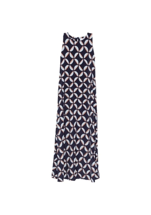 Niu geometric-print sleeveless midi dress - Blue