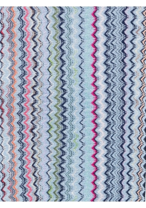 Missoni zigzag-knit fringed scarf - Blue