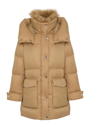 Yves Salomon hooded down coat - Brown