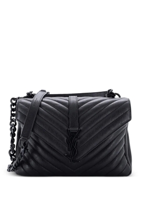 Saint Laurent Pre-Owned Classic Monogram College Bag Matelasse Chevron Leather Medium crossbody bag - Black