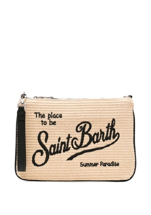 MC2 Saint Barth Parisienne logo-embroidered woven clutch bag - Neutrals