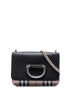 Burberry Pre-Owned 2000-2017 Mini House Check Canvas Trimmed Goatskin D Ring shoulder bag - Black