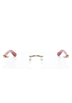 Cartier Eyewear logo-plaque rectangle-frame glasses - Gold