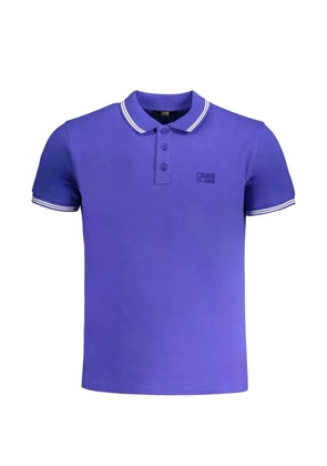 Cavalli Class logo-embroidered ribbed-trim polo shirt - Purple