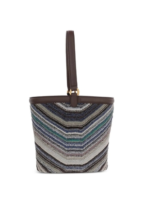 Missoni chevron-knit leather-trim shoulder bag - Blue