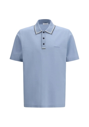 Ferragamo tipped-collar logo-embroidered polo shirt - Blue