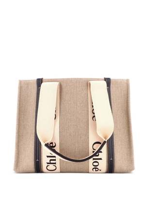 Chloé Pre-Owned Woody Canvas with Leather Medium tote bag - Neutrals