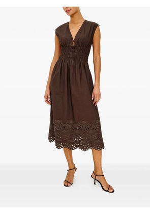 Rails Roxanne eyelet-embroidered midi dress - Brown