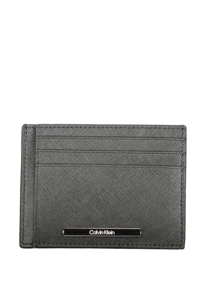 Calvin Klein logo-plaque leather card holder - Black