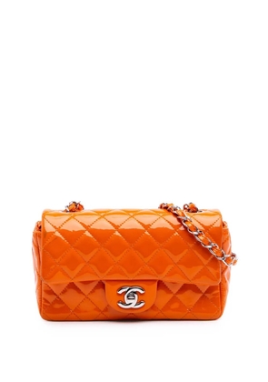 CHANEL Pre-Owned 2014 Mini Rectangular Classic Patent Single Flap crossbody bag - Orange