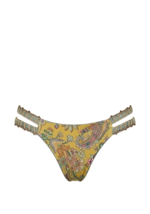 Del Maar Sumay paisley-print crochet bikini bottoms - Yellow