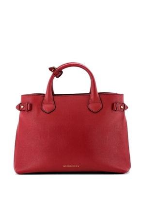 Burberry Pre-Owned Banner Tote Leather and House Check Canvas Medium satchel - Red