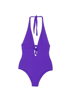 Fisico ring-detail halterneck swimsuit - Purple