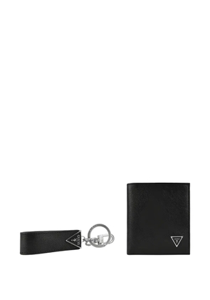 GUESS USA logo-detail leather keyring and wallet set - Black