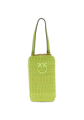 PINKO Love Birds braided raffia smartphone holder - Green