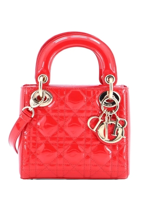 Christian Dior Pre-Owned Lady Dior Bag Cannage Quilt Patent Mini satchel - Red