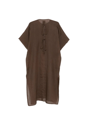 Fisico tie-fastening short-sleeve midi dress - Brown