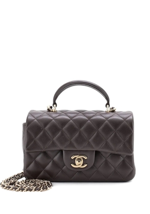 CHANEL Pre-Owned Classic Single Flap Top Handle Bag Quilted Lambskin Mini shoulder bag - Brown