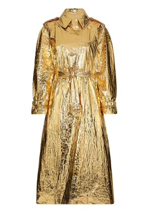 Dolce & Gabbana belted crinkled-patent coat - Gold