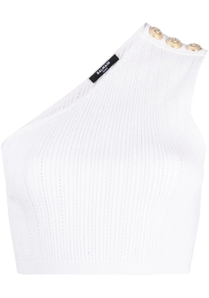 Balmain asymmetric buttoned knit top - White