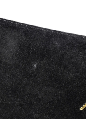 Saint Laurent Pre-Owned Classic Monogram Reversible Crocodile Embossed Nubuck and Suede Medium shoulder bag - Black