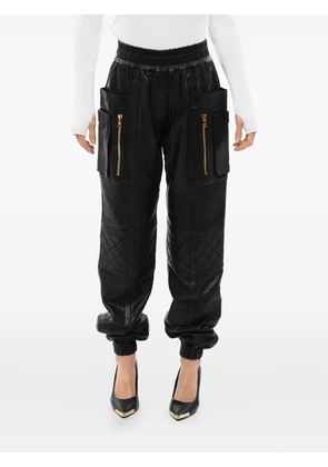 Balmain leather high-waisted trousers - Black