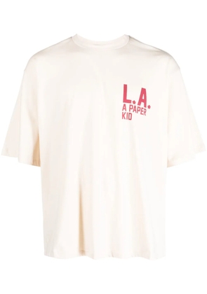 A Paper Kid logo-print cotton T-shirt - Neutrals