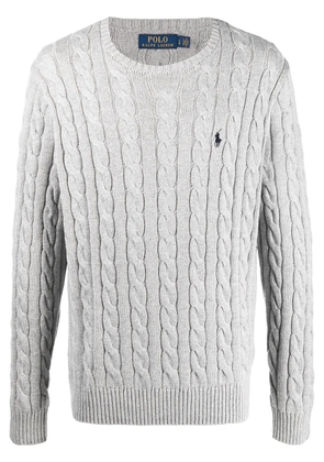 Polo Ralph Lauren logo-patch cable-knit jumper - Grey