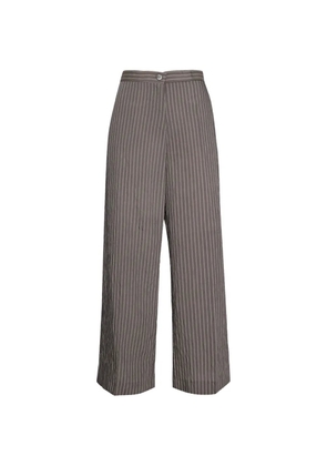 ELENA MIRO` pinstripe crinkled-texture trousers - Grey