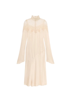 Blumarine lace-detail midi dress - Neutrals