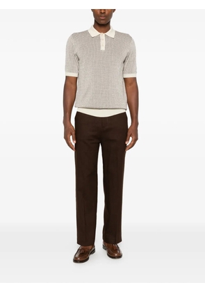 gallia check-pattern short-sleeve polo shirt - Neutrals