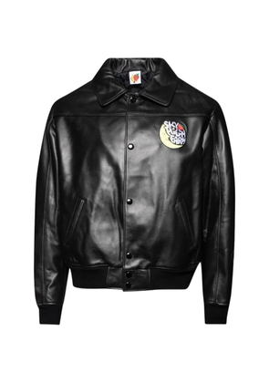 Sky High Farm logo appliqué leather jacket - Black