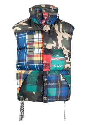 Khrisjoy patchwork-print padded gilet - Green