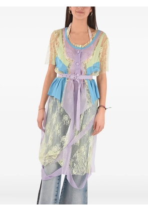 Maison Margiela lace-paneled belted dress - Purple