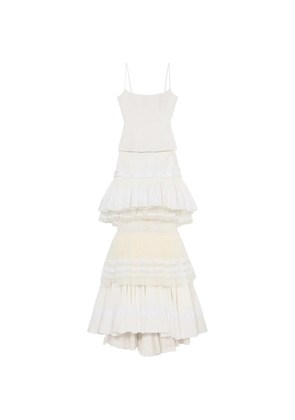 Blumarine butterfly-appliqué pleated maxi dress - White