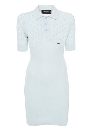 DSQUARED2 open-knit polo-collar dress - Blue