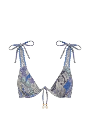 Del Maar Nahua floral-print tie bikini top - Blue